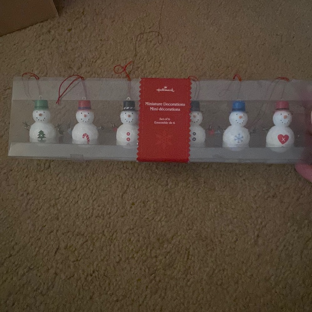 Hallmark miniature snowman decorations. Set of 6